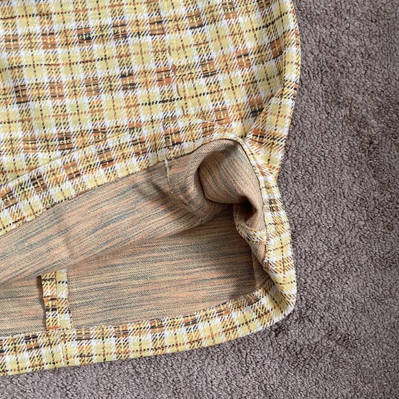 Vintage yellow warm toned plaid high waisted midi skirt, custom measurements - Picture 3 of 13